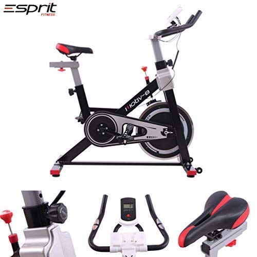 Esprit MOTIV-8 Exercise Spin Bike Fitness Cardio Weight Loss Machine (Red)