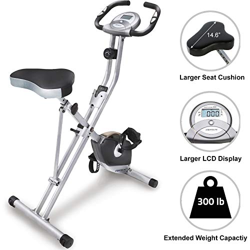 Exerpeutic Folding Magnetic Upright Bike with Pulse and maximum weight capacity of 300 pounds / 136 kg