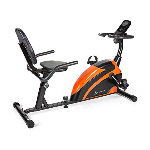 Klarfit Relaxbike 6.0 SE Reclining Ergometer - Cardiobike, Exercise Bike, Inertia Mass: 12 kg, 8-Stage Magnetic Resistance, Tablet Holder, PulseControl, SilentBelt Drive, Max. 100 kg, Orange